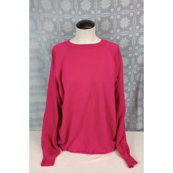 Tops - NWT J.E. Morgan Fleecewise Sweatshirt Women's Size Large Hot Pink Vintage 80s